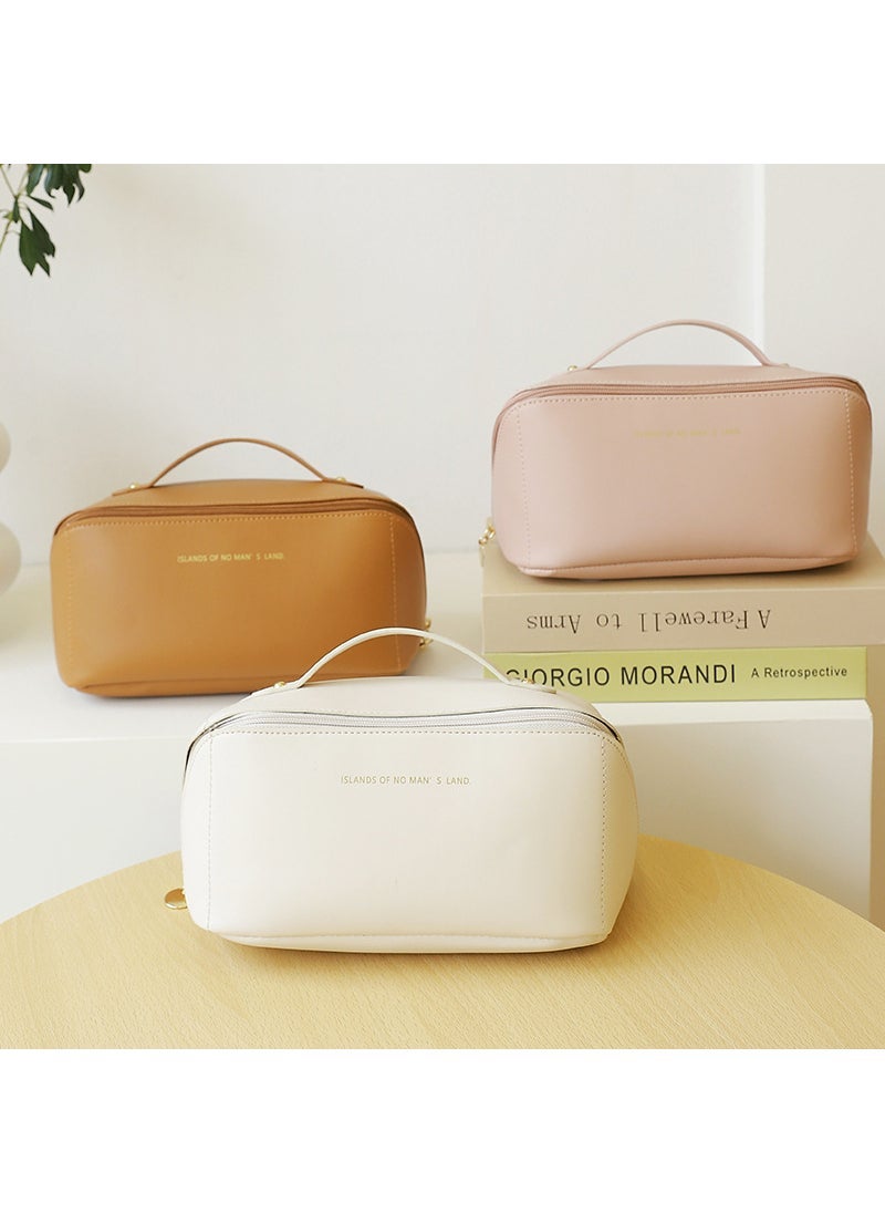 Accordion Style PU Makeup Bag Large Capacity Pink [No logo, cross-border exclusive]]