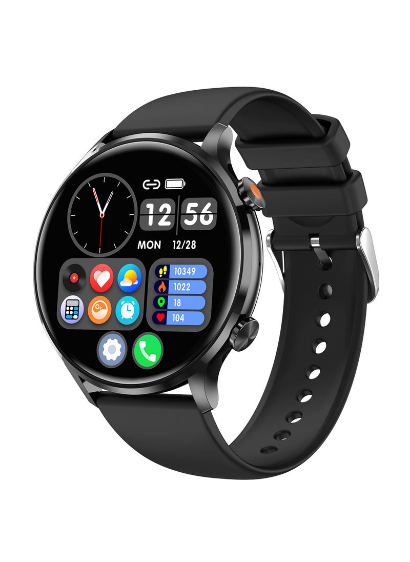 High Definition Round Screen Metal 1.39 QS40 Bluetooth Music Call Smart Watch Compatible Motorcycle Electronic Accessories Black