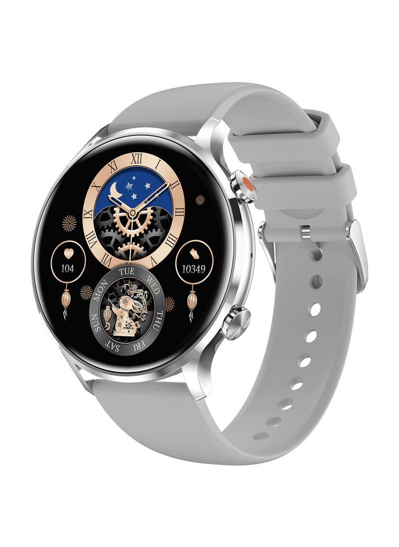 High Definition Round Screen Metal 1.39 QS40 Bluetooth Music Call Smart Watch Compatible Motorcycle Electronic Accessories Grey