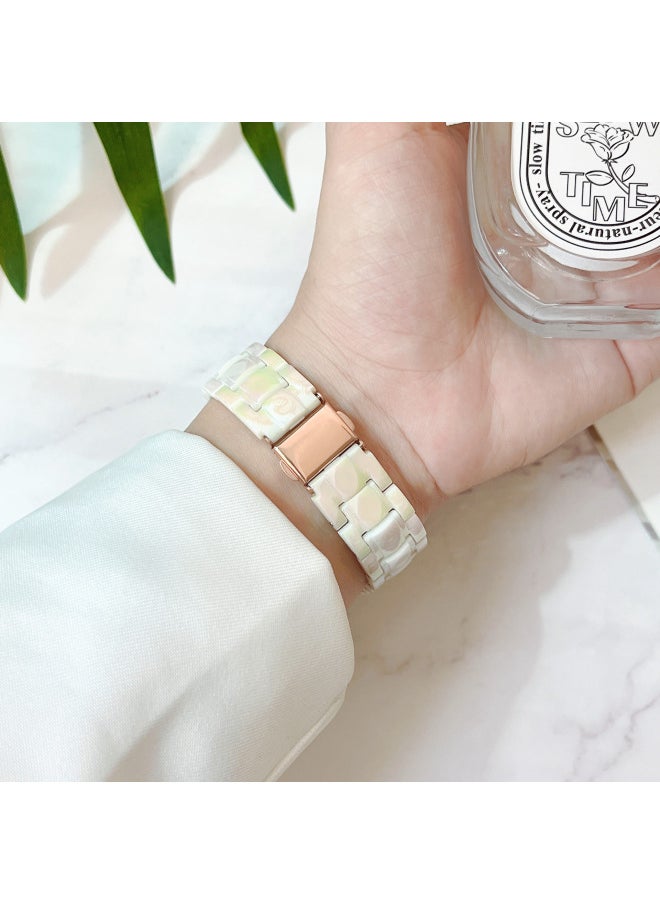 Applicable To For Apple Iwatch7/6/se/5 Watch With Shell Suit For Apple Magic Color Electroplated Small Man Waist Wristband For Women-Color:Laser White Band Case-Exterior Dimension:40mm