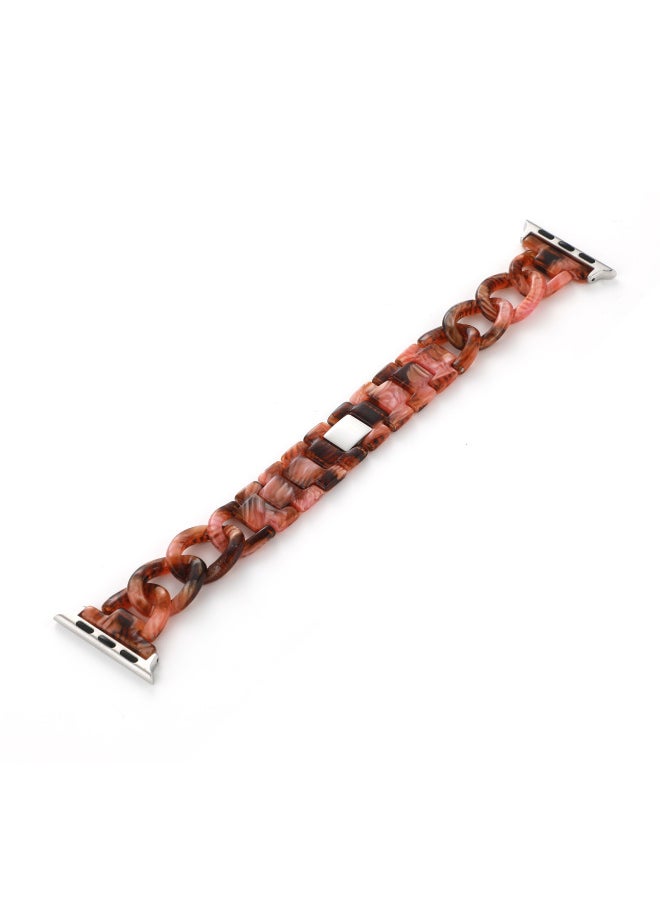 Suitable For Apple Strap Suitable For Iwatch Strap Denim Chain Small Chanel Style Transparent Resin Transparent Strap-Color:Coffee Flavor-Exterior Dimension:38/40/41mm