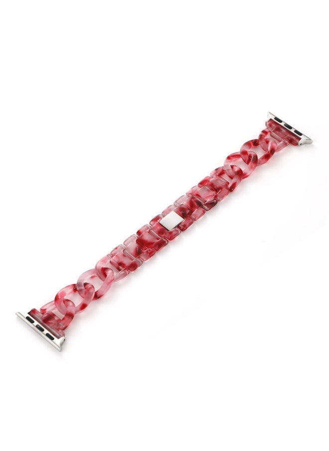 Suitable For Apple Strap Suitable For Iwatch Strap Denim Chain Small Chanel Style Transparent Resin Transparent Strap-Color:Peach Blossom-Exterior Dimension:42/44/45mm