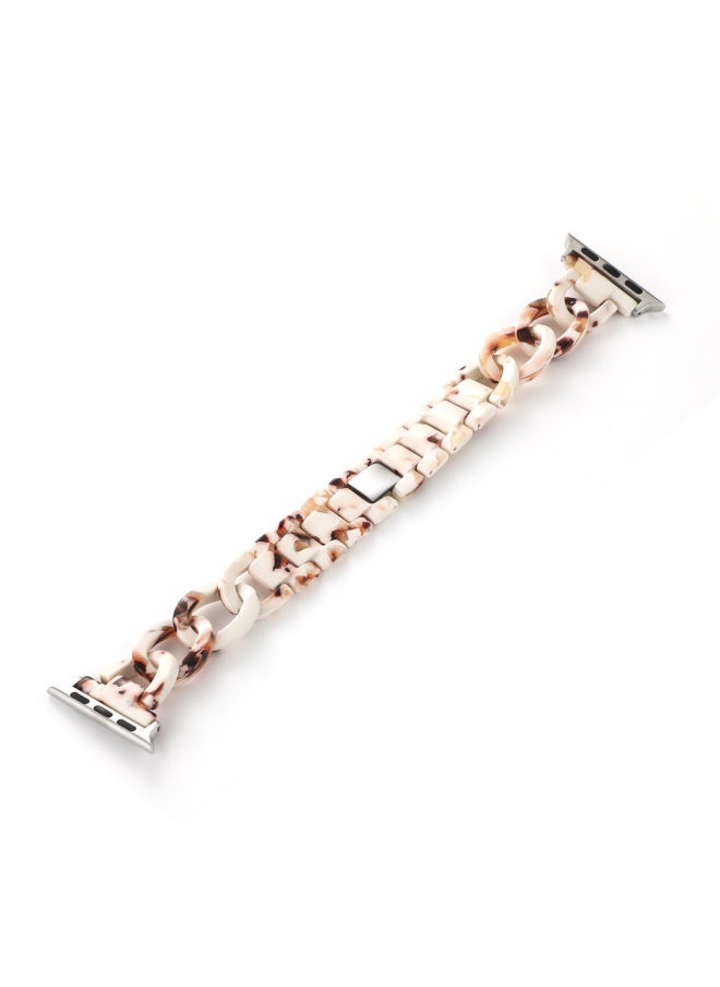 Suitable For Apple Strap Suitable For Iwatch Strap Denim Chain Small Chanel Style Transparent Resin Transparent Strap-Color:Nougat--Exterior Dimension:42/44/45mm