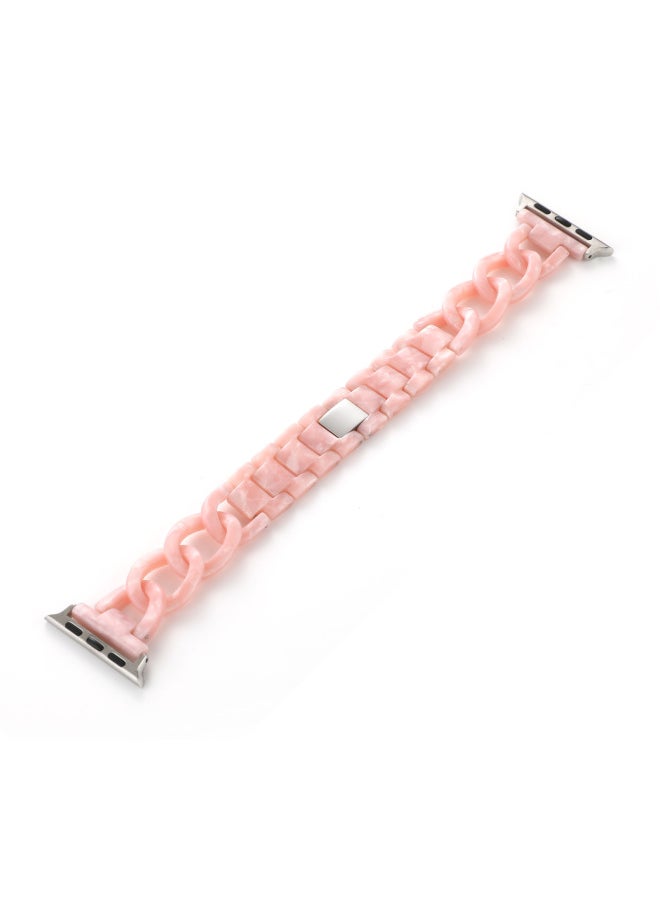 Suitable For Apple Strap Suitable For Iwatch Strap Denim Chain Small Chanel Style Transparent Resin Transparent Strap-Color:Transparent White And Red-Exterior Dimension:42/44/45mm
