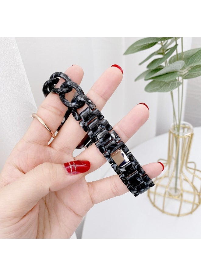 Suitable For Apple Strap Suitable For Iwatch Strap Denim Chain Small Chanel Style Transparent Resin Transparent Strap-Color:Shell White-Exterior Dimension:42/44/45mm