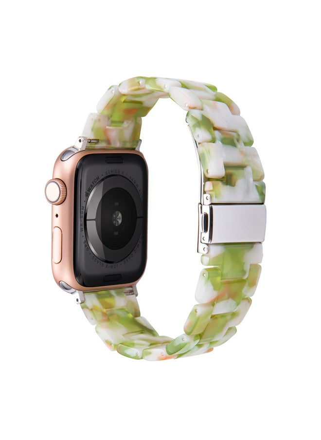 For Apple Resin Strap Iwatch8/7/SE/65/3 Generation Manufacturers Three Smart Watch Straps-Color:Green White-Exterior Dimension:38/40/41/(10th Generation) 42mm