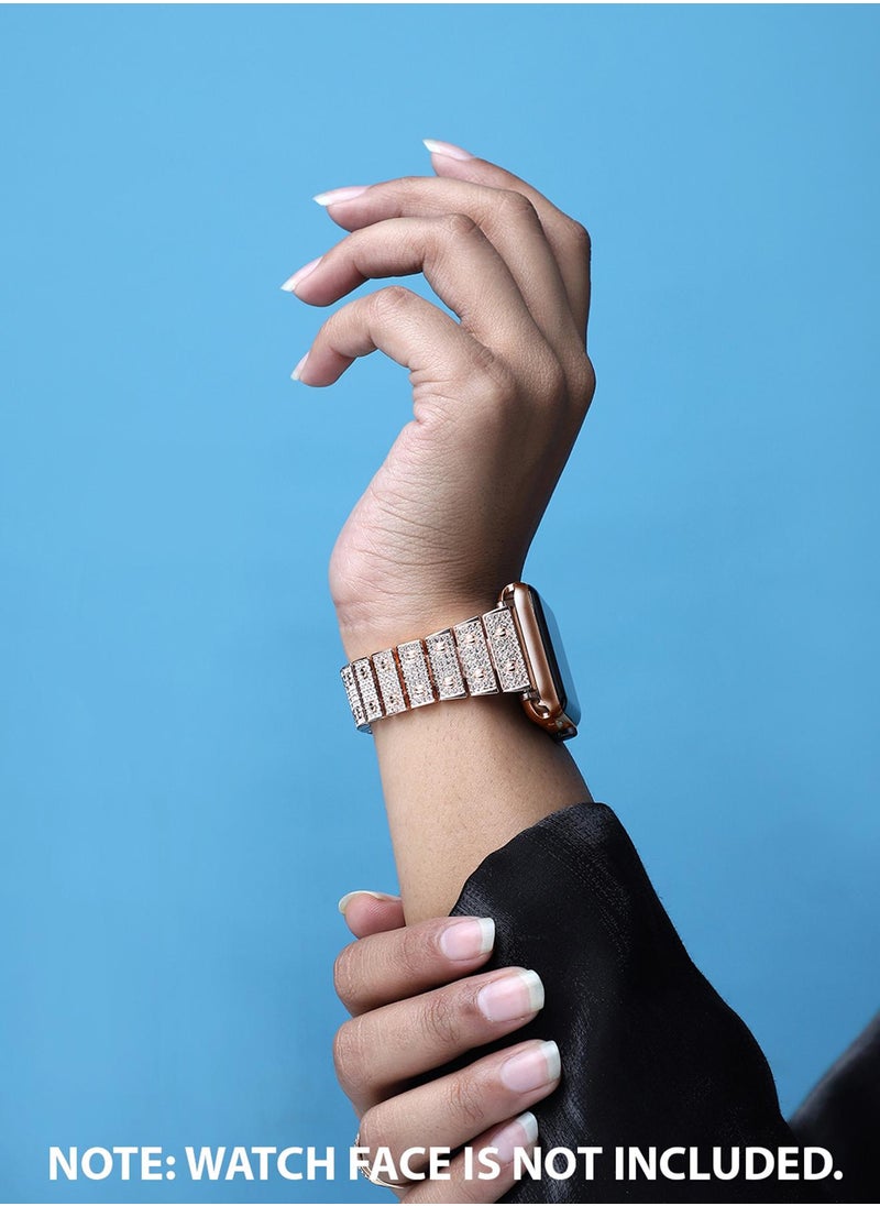 Embellished Casual Chain Strap Alloy Apple Watch Strap with Case For Women | 42mm/44mm/45mm