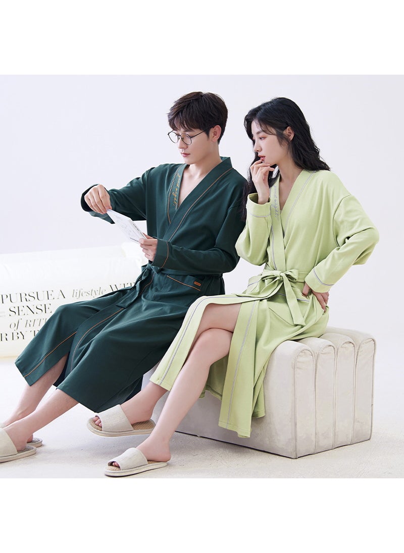 Spring Autumn Couple Robe Womens Water Absorbent Bathwear Medium-length Bath Clothes Mens Thin Pyjamas Home Clothes QM-9601 couple