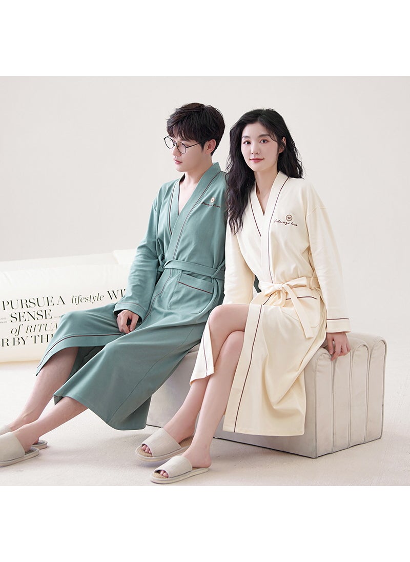 Spring Autumn Couple Robe Womens Water Absorbent Bathwear Medium-length Bath Clothes Mens Thin Pyjamas Home Clothes QM-9603 couple