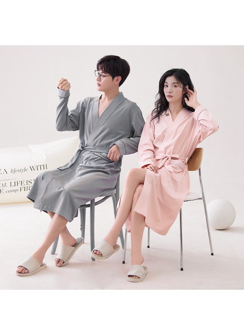 Spring Autumn Couple Robe Womens Water Absorbent Bathwear Medium-length Bath Clothes Mens Thin Pyjamas Home Clothes QM-9603 couple