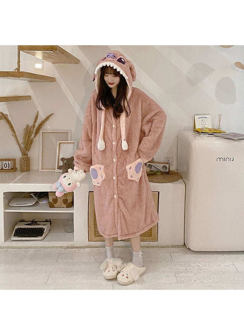 2023 Coral Fleece Sleepwear Long Hooded Thick Homewear HFF-W635