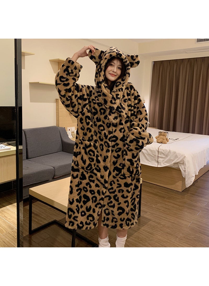 2023 Coral Fleece Sleepwear Long Hooded Thick Homewear HFF-W635