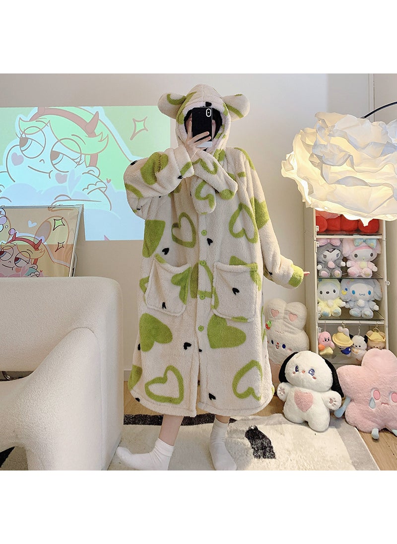 2023 Coral Fleece Sleepwear Long Hooded Thick Homewear HFF-W671