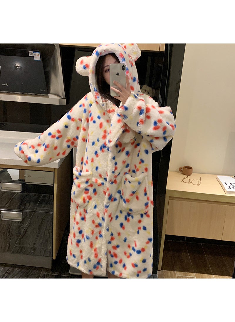 2023 Coral Fleece Sleepwear Long Hooded Thick Homewear HFF-W671