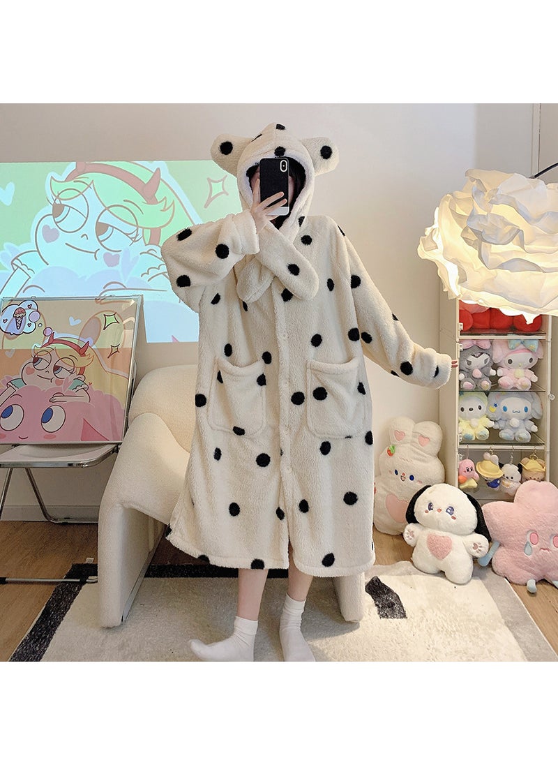 2023 Coral Fleece Sleepwear Long Hooded Thick Homewear HFF-W671