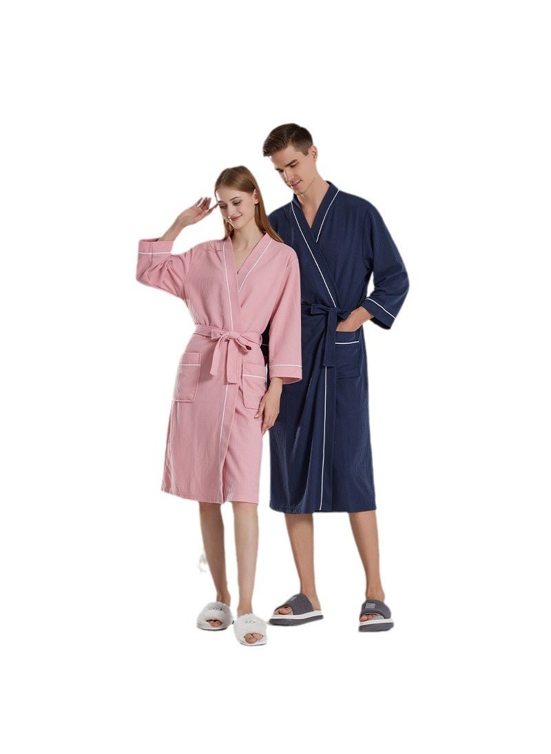 Cross-border waffle thin bathrobe female strong absorbent hotel couple bathrobe sauna long mens nightgown manufacturers White