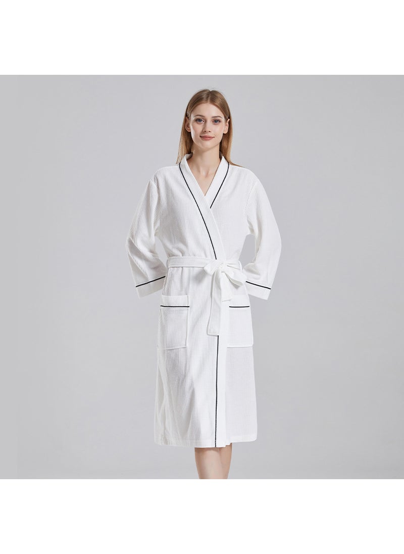 Cross-border waffle thin bathrobe female strong absorbent hotel couple bathrobe sauna long mens nightgown manufacturers White