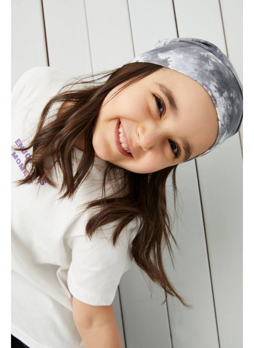 Girl's Batik Gray Yarn 4 Season Hat Beanie Buff Soft Combed Cotton
