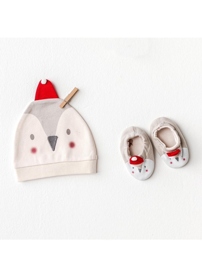 AC25348 Penguin Baby Hat Set Ecru