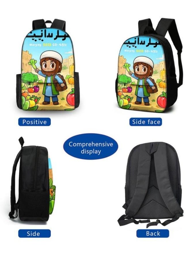 Cartoon three-piece schoolbag with front pocket