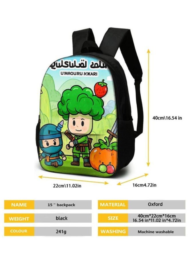 Cartoon three-piece schoolbag with front pocket