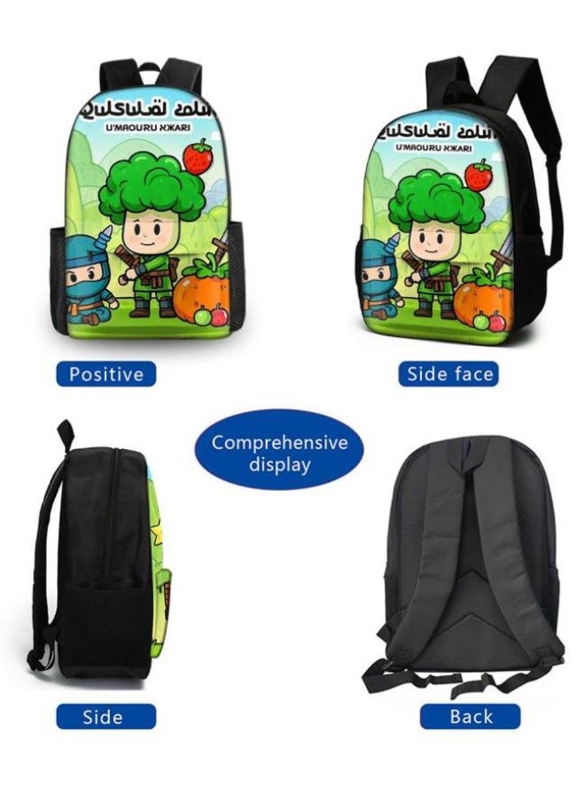 Cartoon three-piece schoolbag with front pocket