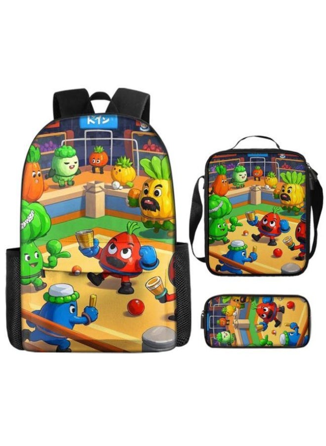 Cartoon three-piece schoolbag with front pocket