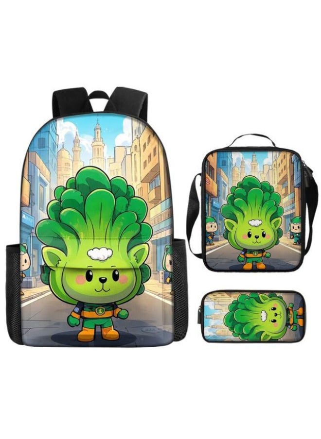 Cartoon three-piece schoolbag with front pocket - 90