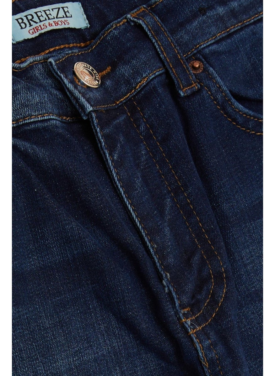 Boy's Jean Trousers Stonewashed Pocket Buttoned Age 9-14, Blue