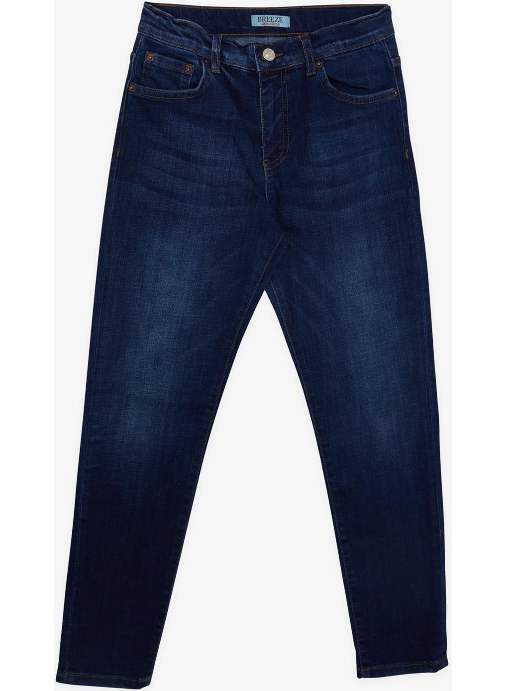 Boy's Jean Trousers Stonewashed Pocket Buttoned Age 9-14, Blue