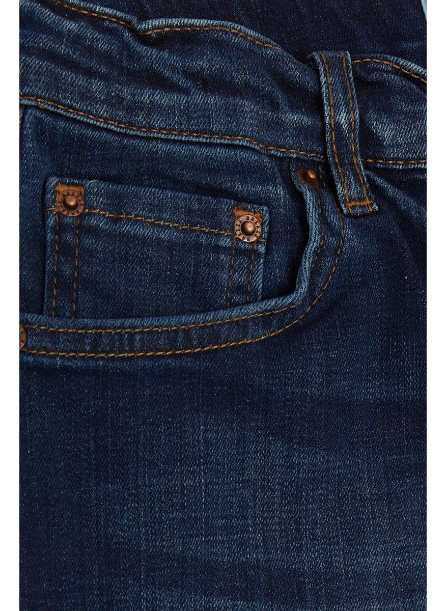 Boy's Jean Trousers Stonewashed Pocket Buttoned Age 9-14, Blue