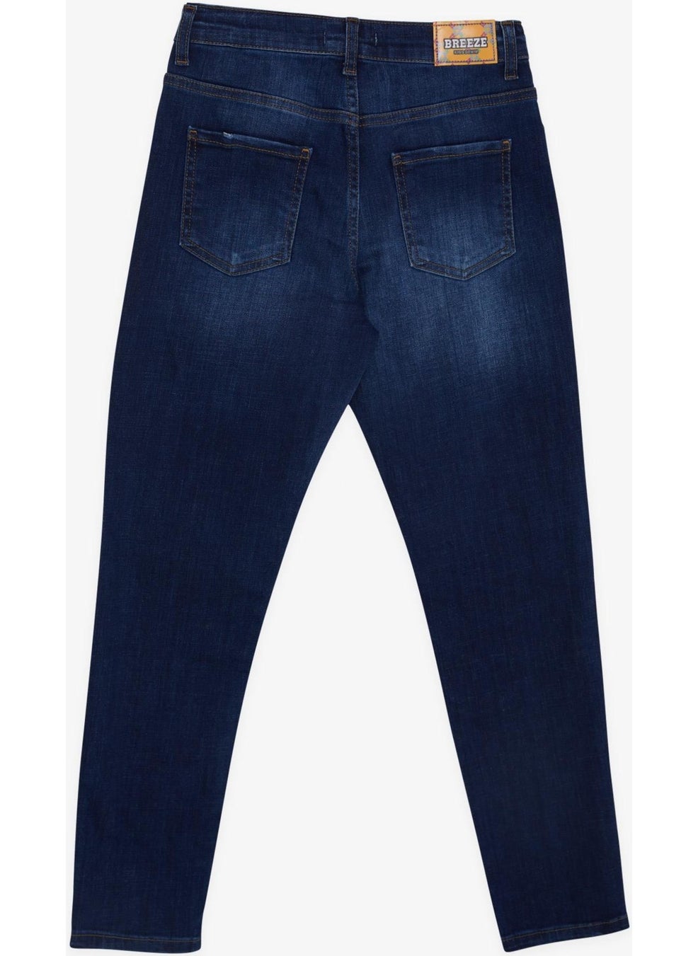 Boy's Jean Trousers Stonewashed Pocket Buttoned Age 9-14, Blue
