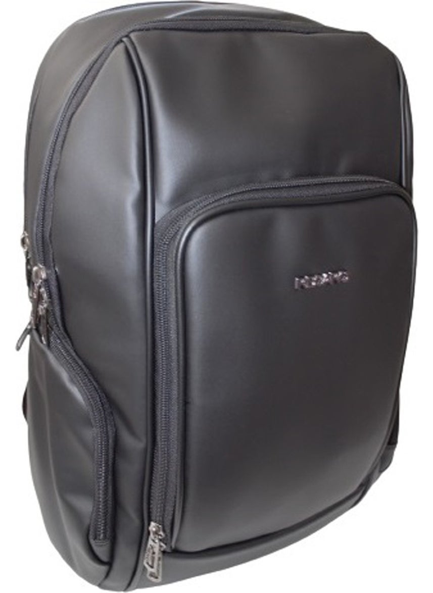 Backpack Unisex Faux Leather Laptop Compartment Outdoor Travel Sports Backpack 43X28X15 cm Black Color…