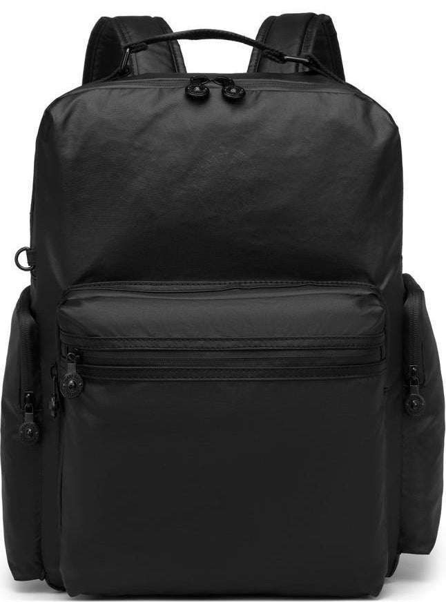 Large Size Metallic Black Fabric Backpack 3124