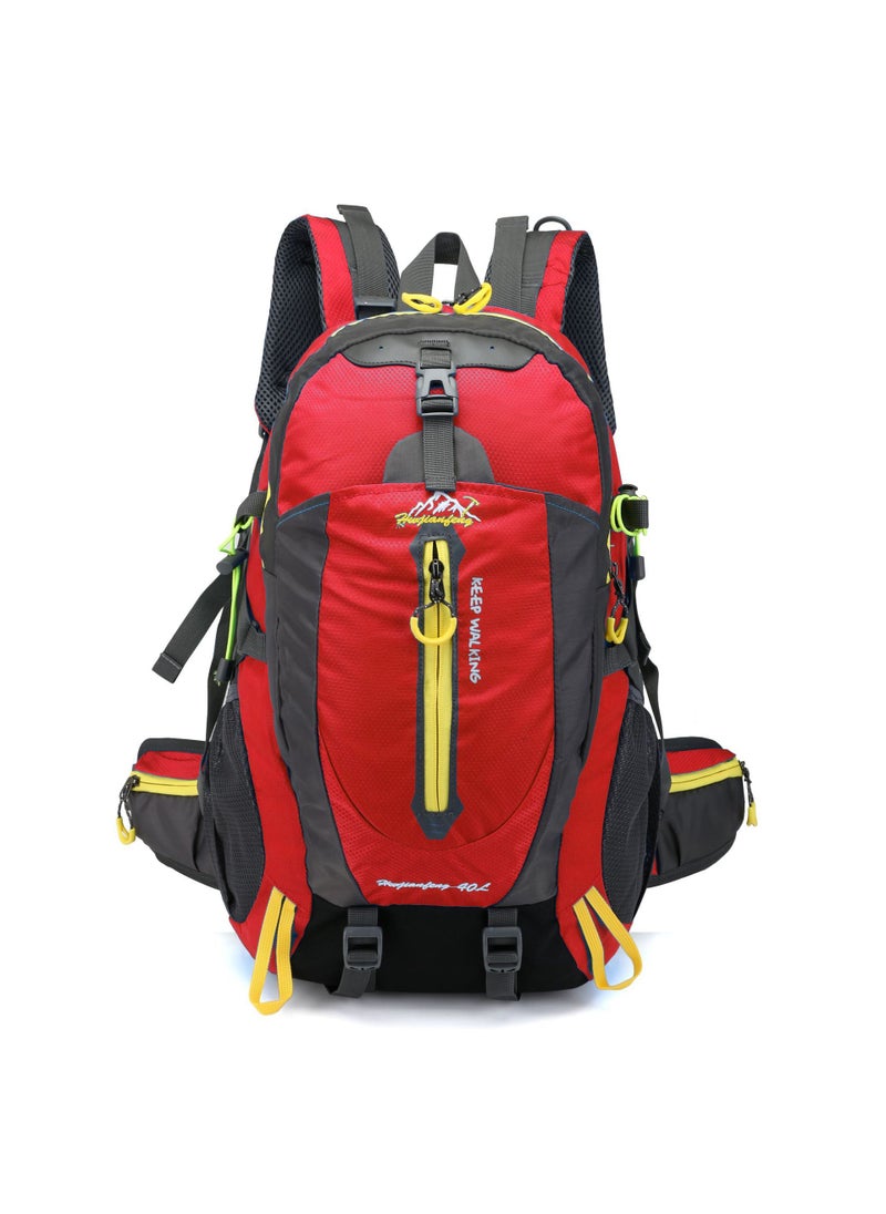 In-stock 40L Medium Size Capacity Hiking Backpack Outdoor Climbing Travel Bag Tent Windproof Storage Backpack Trendy Pad Red