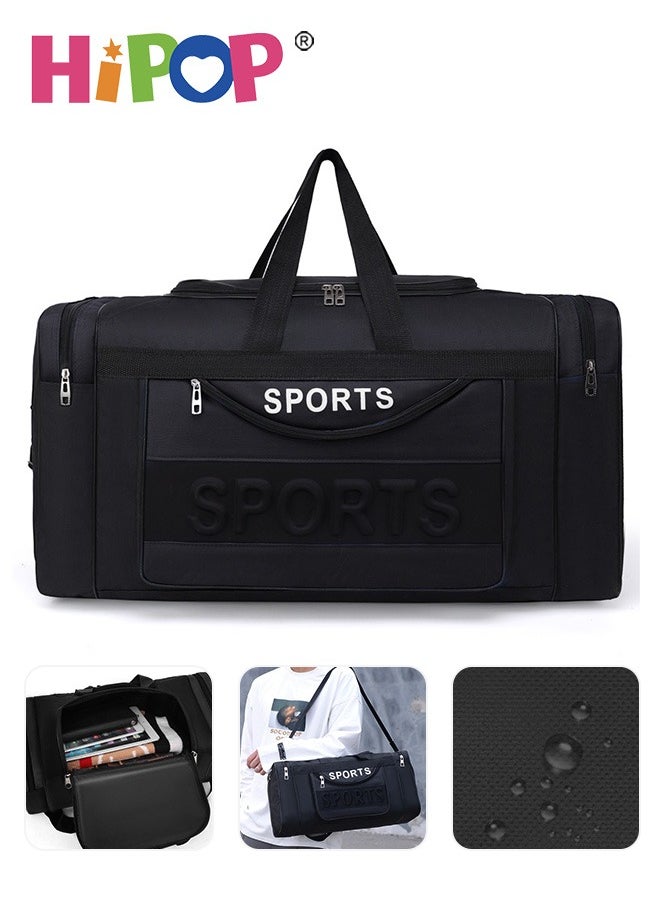 85L Sports & Travel Duffel Bag for Men and Women, Waterproof and Lightweight Sports Gym Bag, Foldable Oxford Fabric Bag with Adjustable Strap for Fitness, Travel, Outdoor and More, Blue, Red, Black