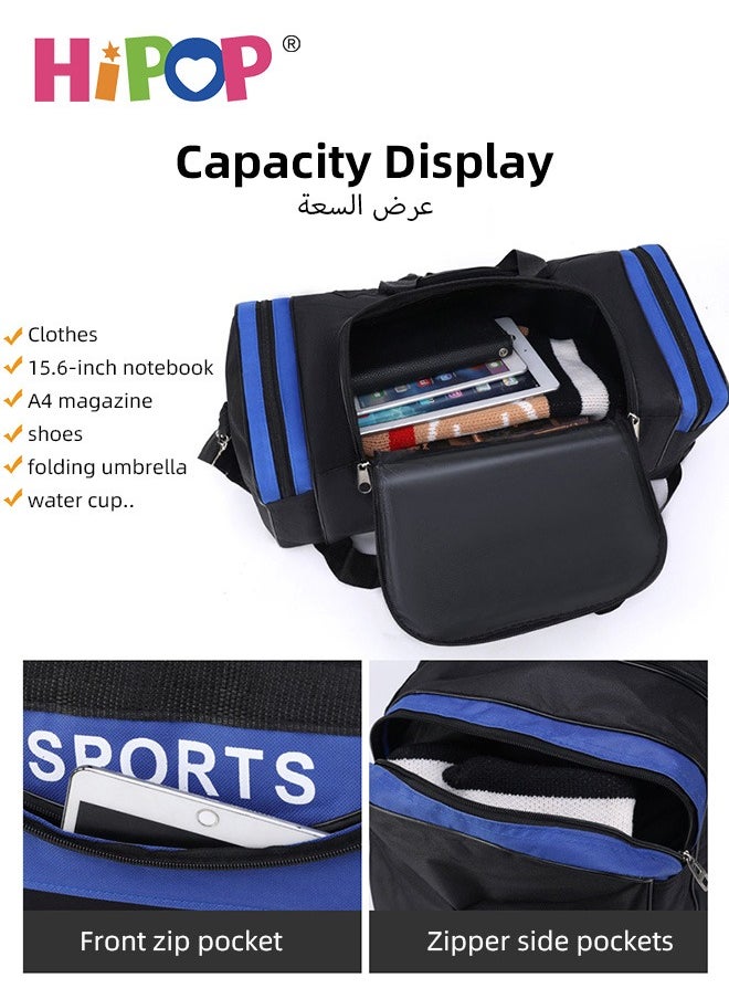 85L Sports & Travel Duffel Bag for Men and Women, Waterproof and Lightweight Sports Gym Bag, Foldable Oxford Fabric Bag with Adjustable Strap for Fitness, Travel, Outdoor and More, Blue, Red, Black