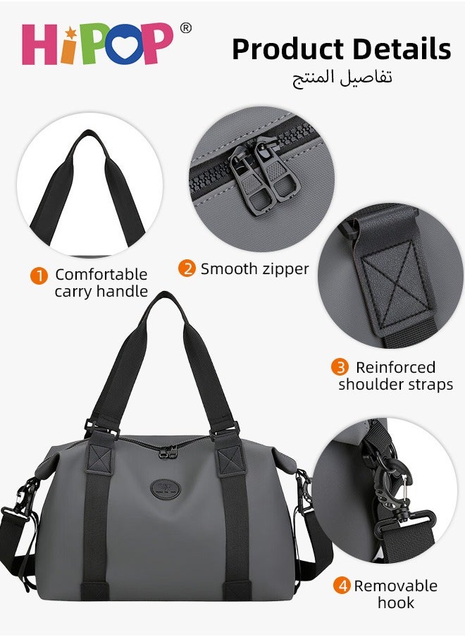 20L Compact Sports & Travel Duffel Bag for Men and Women, Waterproof and Lightweight Gym Bag with Wet-Dry Separation for sports, fitness & travel, Adjustable Strap, 2-Way Carry – Black/Grey