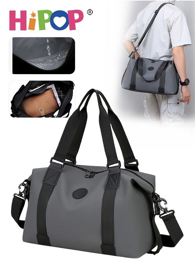 20L Compact Sports & Travel Duffel Bag for Men and Women, Waterproof and Lightweight Gym Bag with Wet-Dry Separation for sports, fitness & travel, Adjustable Strap, 2-Way Carry – Black/Grey