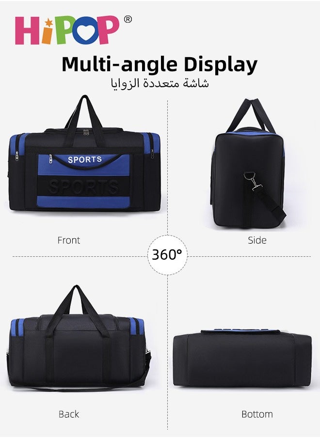 85L Sports & Travel Duffel Bag for Men and Women, Waterproof and Lightweight Sports Gym Bag, Foldable Oxford Fabric Bag with Adjustable Strap for Fitness, Travel, Outdoor and More, Blue, Red, Black