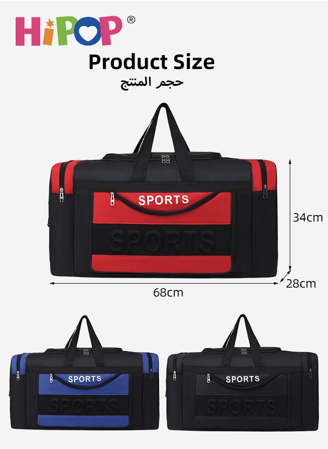 85L Sports & Travel Duffel Bag for Men and Women, Waterproof and Lightweight Sports Gym Bag, Foldable Oxford Fabric Bag with Adjustable Strap for Fitness, Travel, Outdoor and More, Blue, Red, Black