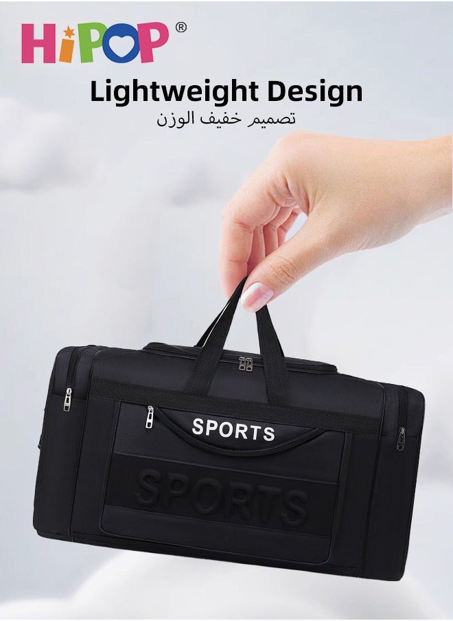 85L Sports & Travel Duffel Bag for Men and Women, Waterproof and Lightweight Sports Gym Bag, Foldable Oxford Fabric Bag with Adjustable Strap for Fitness, Travel, Outdoor and More, Blue, Red, Black