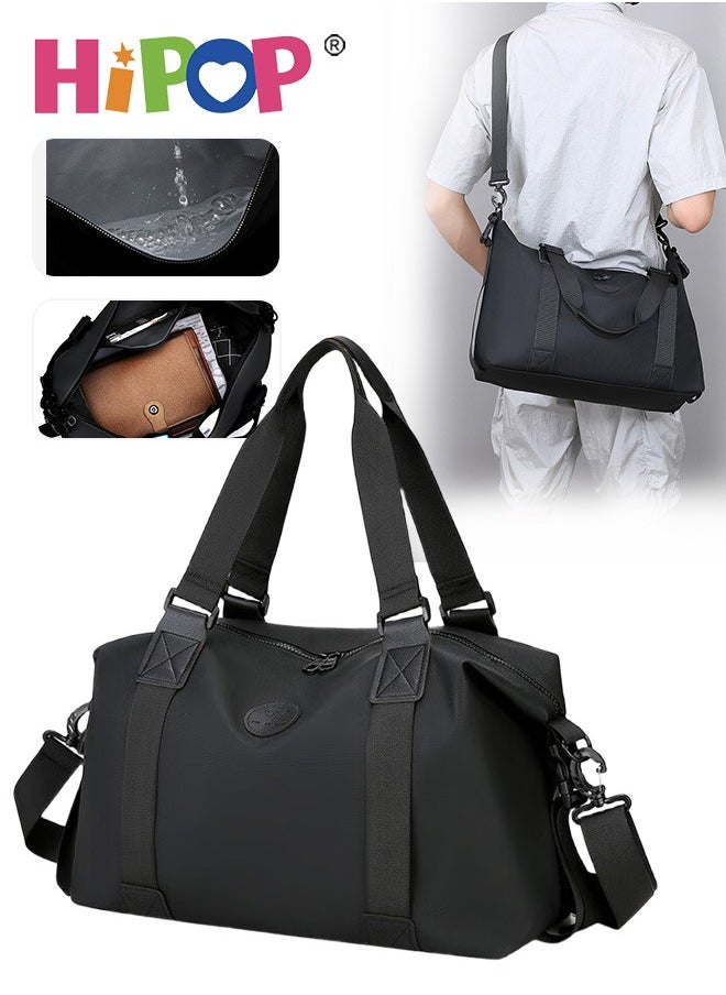 20L Compact Sports & Travel Duffel Bag for Men and Women, Waterproof and Lightweight Gym Bag with Wet-Dry Separation for sports, fitness & travel, Adjustable Strap, 2-Way Carry – Black/Grey