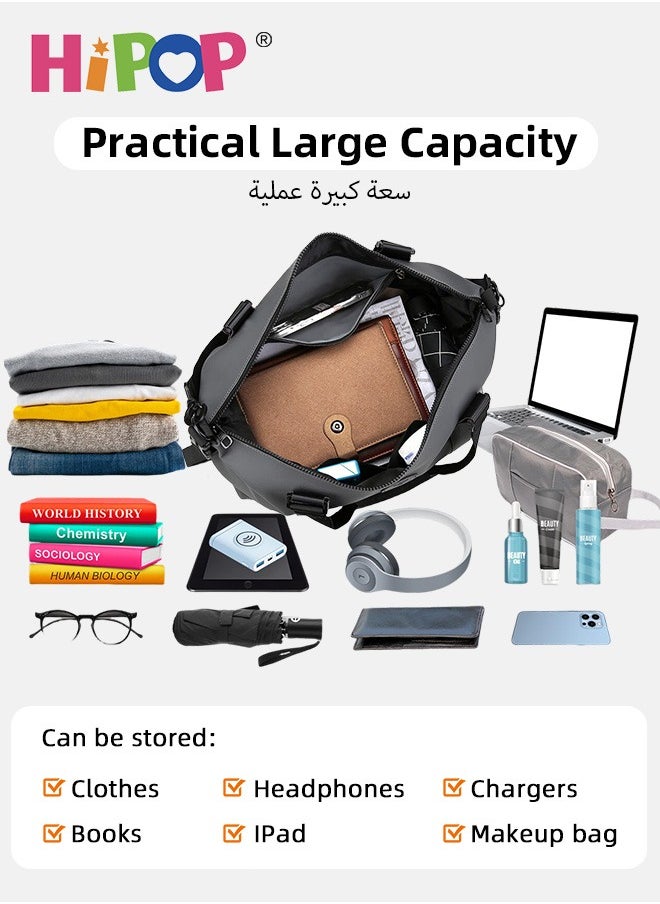 20L Compact Sports & Travel Duffel Bag for Men and Women, Waterproof and Lightweight Gym Bag with Wet-Dry Separation for sports, fitness & travel, Adjustable Strap, 2-Way Carry – Black/Grey