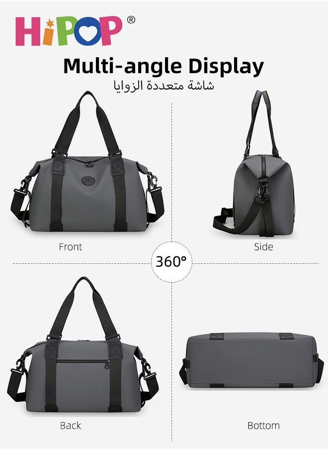 20L Compact Sports & Travel Duffel Bag for Men and Women, Waterproof and Lightweight Gym Bag with Wet-Dry Separation for sports, fitness & travel, Adjustable Strap, 2-Way Carry – Black/Grey