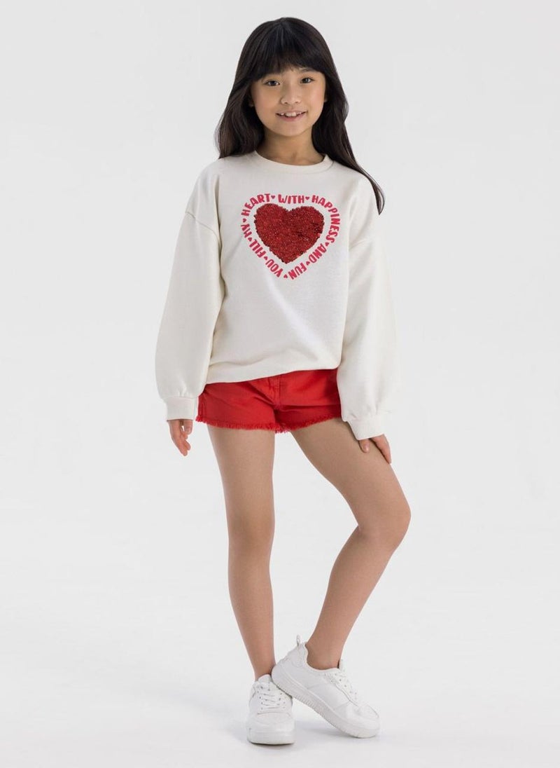 Kids Girls Fleece Crew With Print