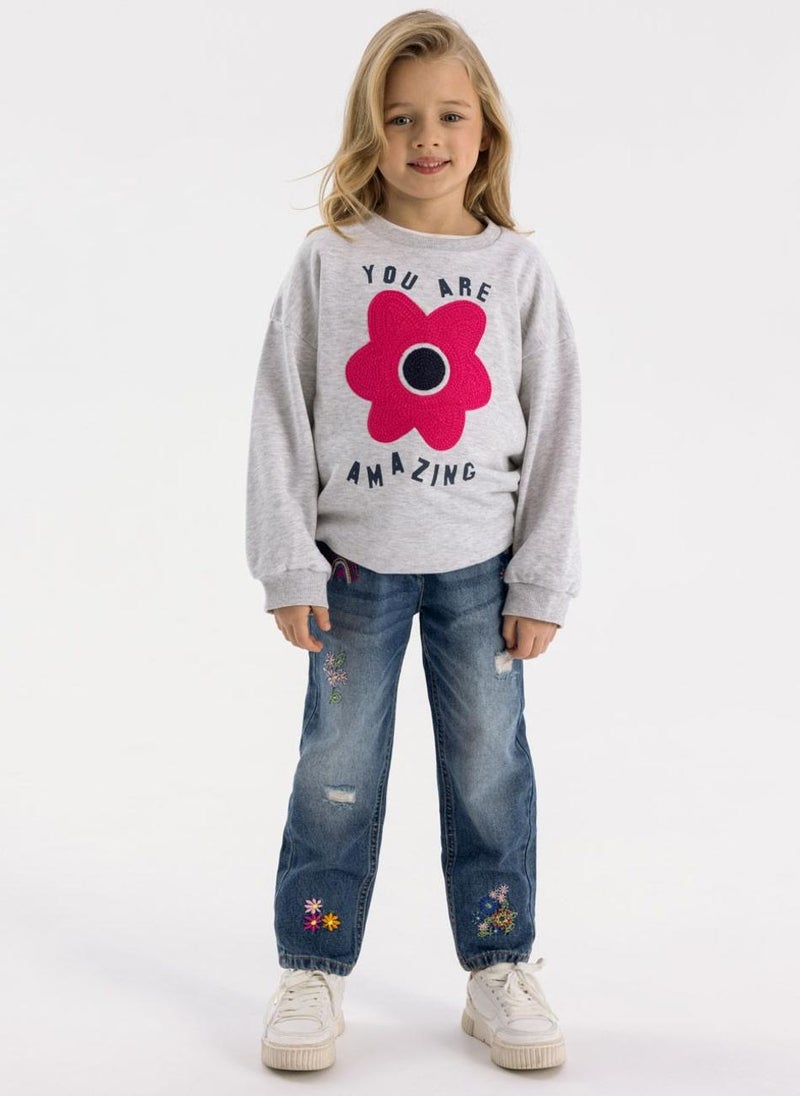 Kids Girls Fleece Crew With Print
