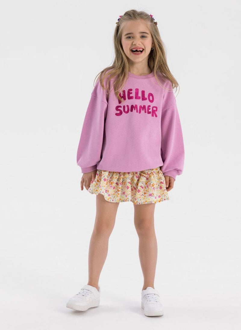 Kids Girls Fleece Crew With Print