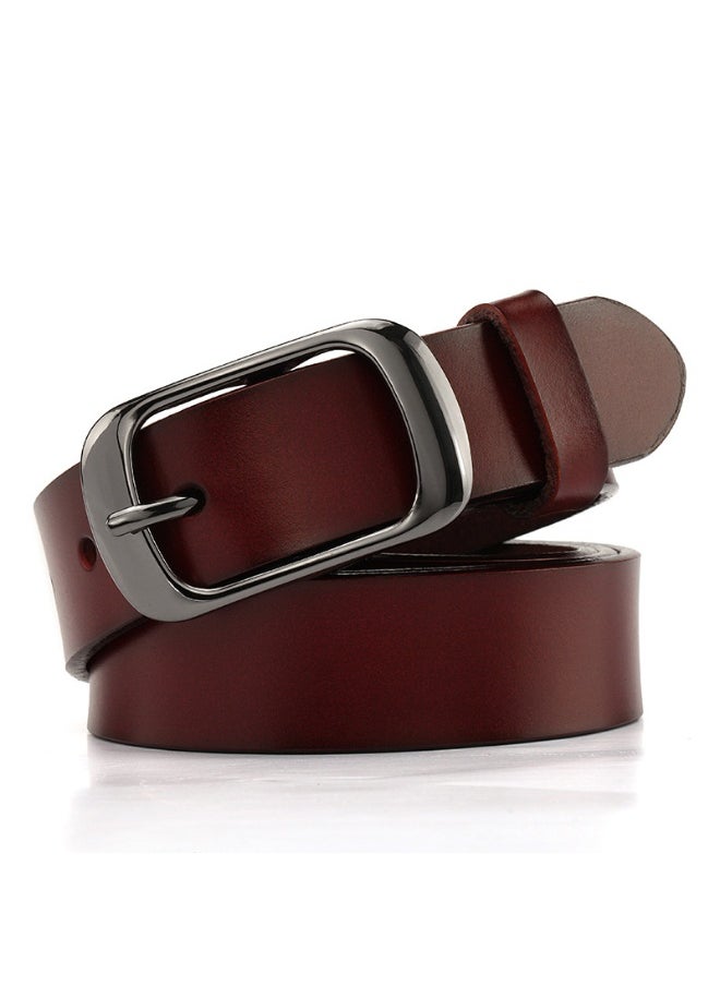 Womens Vintage Leather Belt for Casual Jeans 30086-Red