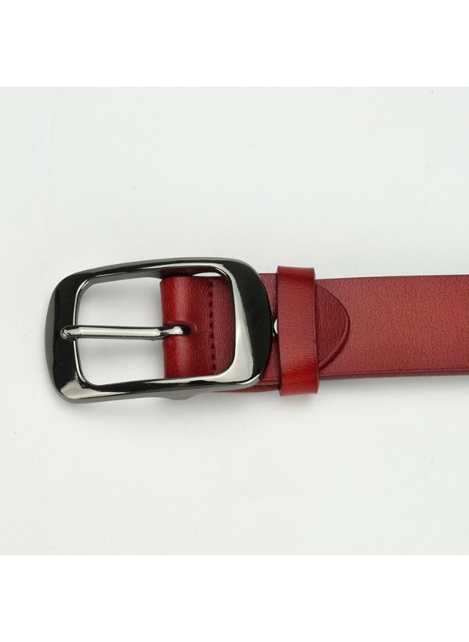 Womens Vintage Leather Belt for Casual Jeans 30086-Red